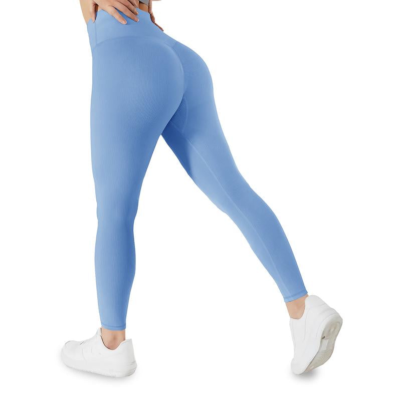 Viconow Women’S Butt Lifting Ribbed Seamless Leggings No Pockets Deep Color